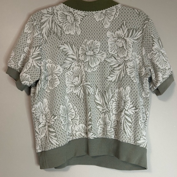 Alfred Dunner Green and White Polo Shirt with Botanical Print, Size M - Picture 6 of 6